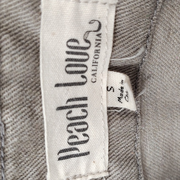 Peach Love California Jean Jackets Small Oversized Gray Star Print Distressed - Picture 2 of 4